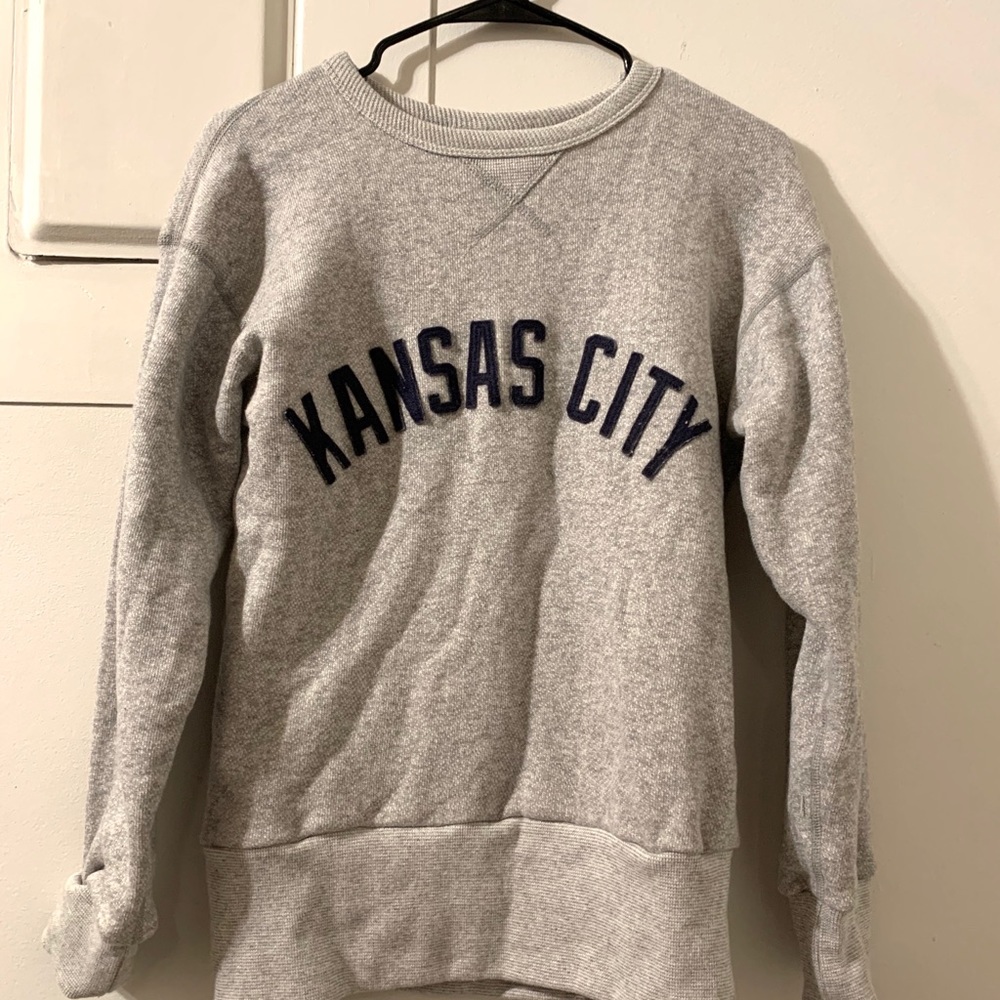 Gray crew neck with felt letters